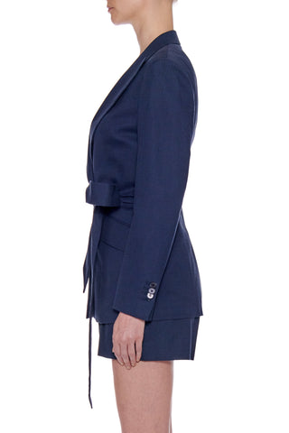 Montpellier Jacket - Slim fit cotton/linen blend in navy