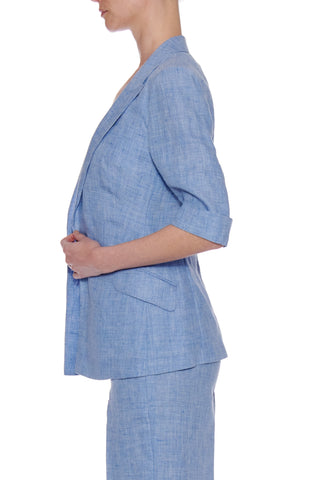 Huelva Jacket - Short sleeve, single-breasted summer jacket in blue