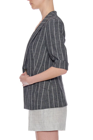Huelva Jacket - Short sleeve, single- breasted summer jacket in grey