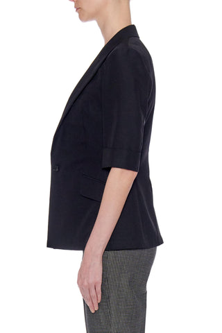Huelva Jacket - Short sleeve, single-breasted summer jacket in black