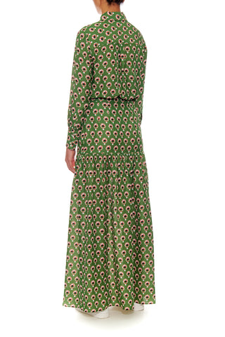 Reims Skirt - High-waisted maxi skirt in green print