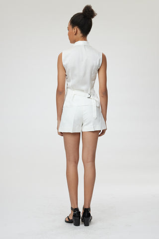 Revenna Blouse - Double breasted tailored waistcoat in white