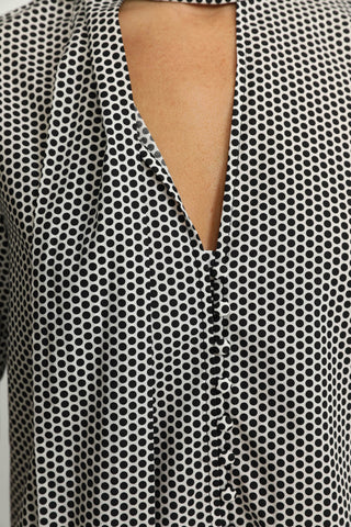 Horn Blouse - Horn Blouse in Black Polkadot Print