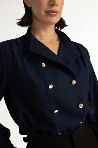Trosa Blouse -  Cossack blouse in midnight blue