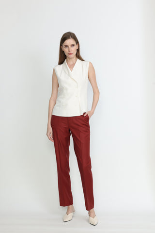 Revenna Blouse - Silk shawl collar blouse in white