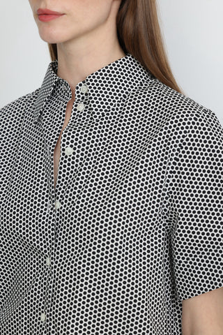 Coffs Shirt - Short white shirt in black polka