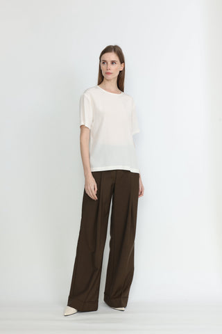 Orange Silk T-Shirt in White