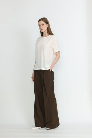Orange Silk T-Shirt in White