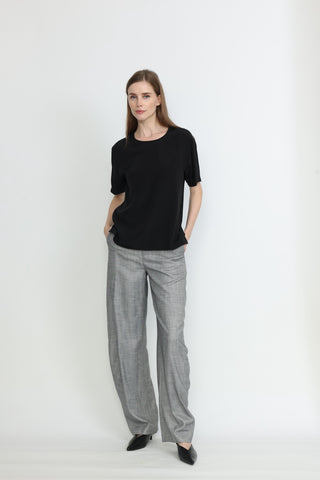 Orange Silk T-Shirt in Black