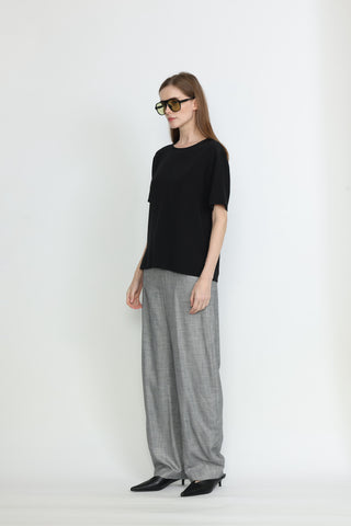 Orange Silk T-Shirt in Black