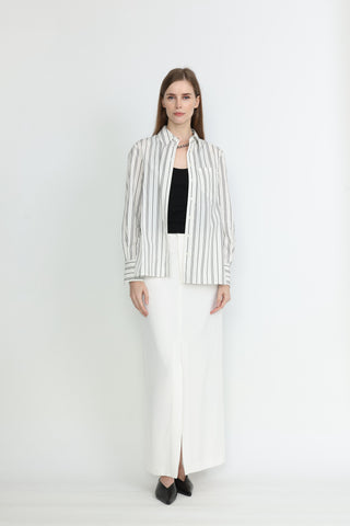 Townsville Long Sleeve Oversized Shirt in Black and White Stripe