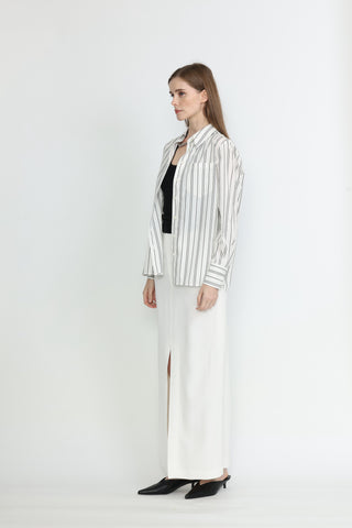 Townsville Long Sleeve Oversized Shirt in Black and White Stripe