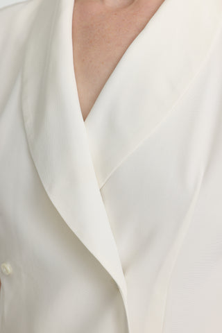 Revenna Blouse - Silk shawl collar blouse in white