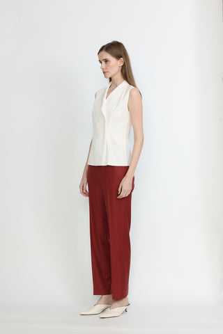 Revenna Blouse - Silk shawl collar blouse in white