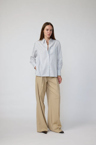 Townsville Shirt - Long sleeve oversized shirt in grey stripe