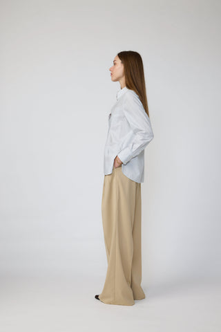 Townsville Shirt - Long sleeve oversized shirt in grey stripe