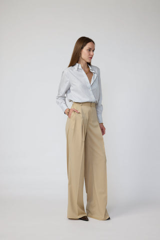Townsville Shirt - Long sleeve oversized shirt in grey stripe
