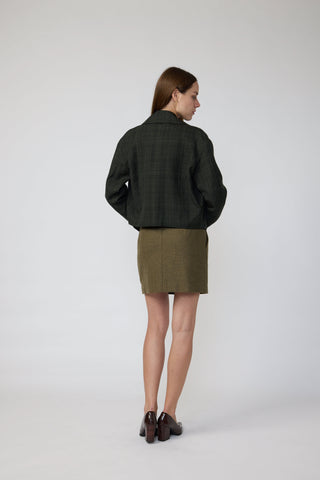 Ashford Coat - Double-breasted bomber jacket in green black jacquard