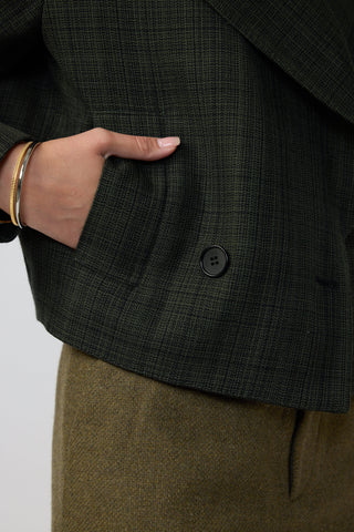 Ashford Coat - Double-breasted bomber jacket in green black jacquard