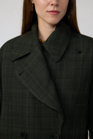 Ashford Coat - Double-breasted bomber jacket in green black jacquard