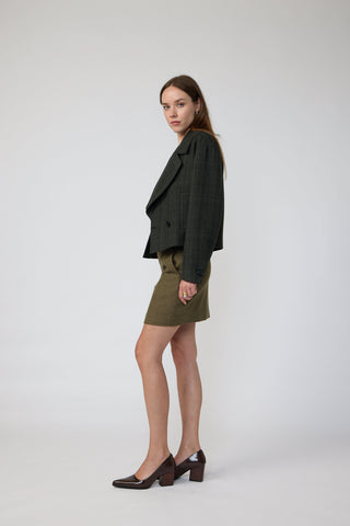 Ashford Coat - Double-breasted bomber jacket in green black jacquard