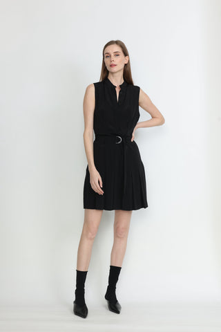 Tamworth Shirt Dress in Black Silk