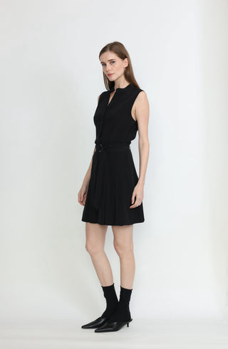 Tamworth Shirt Dress in Black Silk