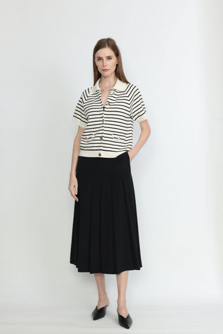 Hjo Pleated Skirt in Black Silk