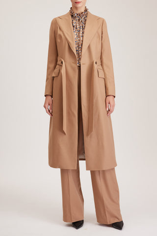 Darlington Jacket - Double breasted long suit jacket in pure beige wool