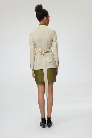Montpellier Jacket - Slim fit one button belted suit jacket in sand