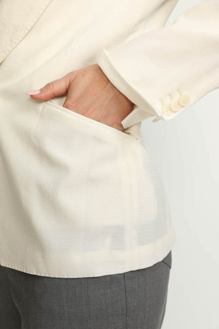 Balerna Jacket - Balerna White Seersucker Check Fitted Jacket