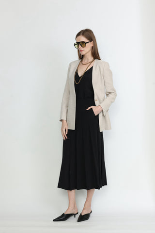 Nacka Collarless Jacket in Sand