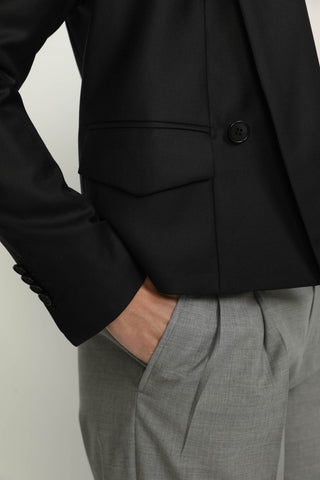 Grenoble Jacket - Grenoble Navy Honey Basketweave Double Breasted Short Jacket