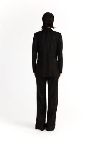 Amarante Jacket - Boyfriend cut jacket in black pinstripe