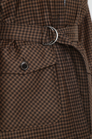Rolle Loose Fit Shirt Jacket with Belt in Brown Check