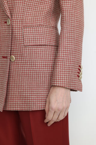 Bristol Double-Breasted Jacket in Red Dogtooth