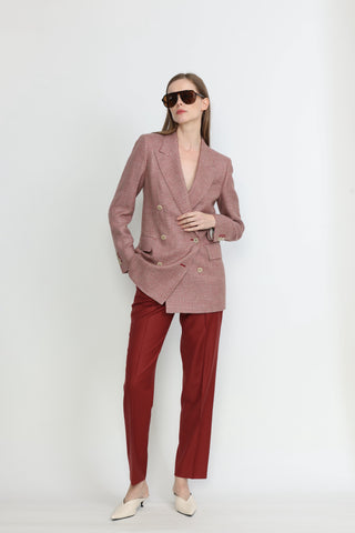 Bristol Double-Breasted Jacket in Red Dogtooth