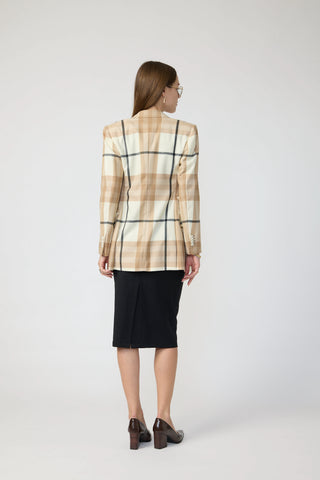 Amsterdam Jacket - Double-breasted fitted jacket in beige check