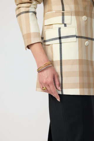 Amsterdam Jacket - Double-breasted fitted jacket in beige check