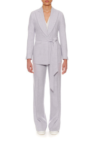 Montpellier - Wool suit jacket with peaked lapels sky grey herringbone