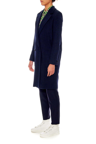 Paris - Oversized wool coat with patch pockets in navy