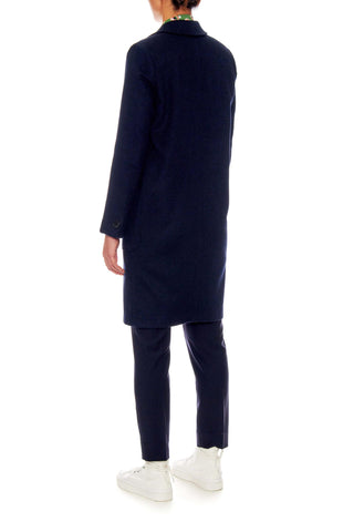 Paris - Oversized wool coat with patch pockets in navy