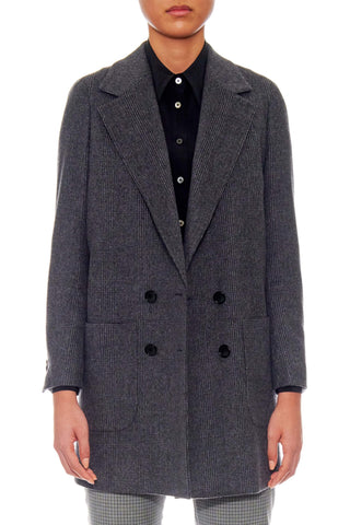 Paris - Oversized wool coat with patch pockets in navy