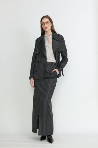 Adelaide Skirt - Tailored maxi skirt in grey