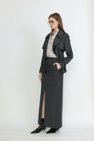 Adelaide Skirt - Tailored maxi skirt in grey