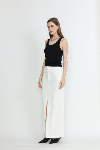 Adelaide Skirt - Tailored maxi skirt in white