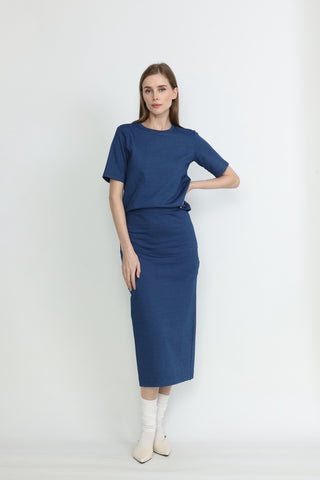 Nyon Skirt - Jersey skirt in denim blue