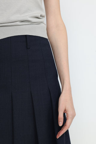 Armidale Pleated Skirt in Dark Navy