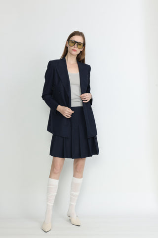 Armidale Pleated Skirt in Dark Navy
