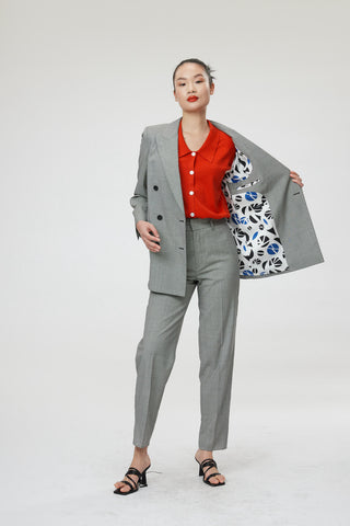 Dunkirk Trouser - High-waisted cigarette trousers in black & white